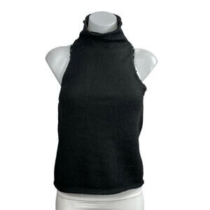 Scoop Women's Black Knitted Sleeveless Turtle Neck Slim Sweater Tank Top Size L